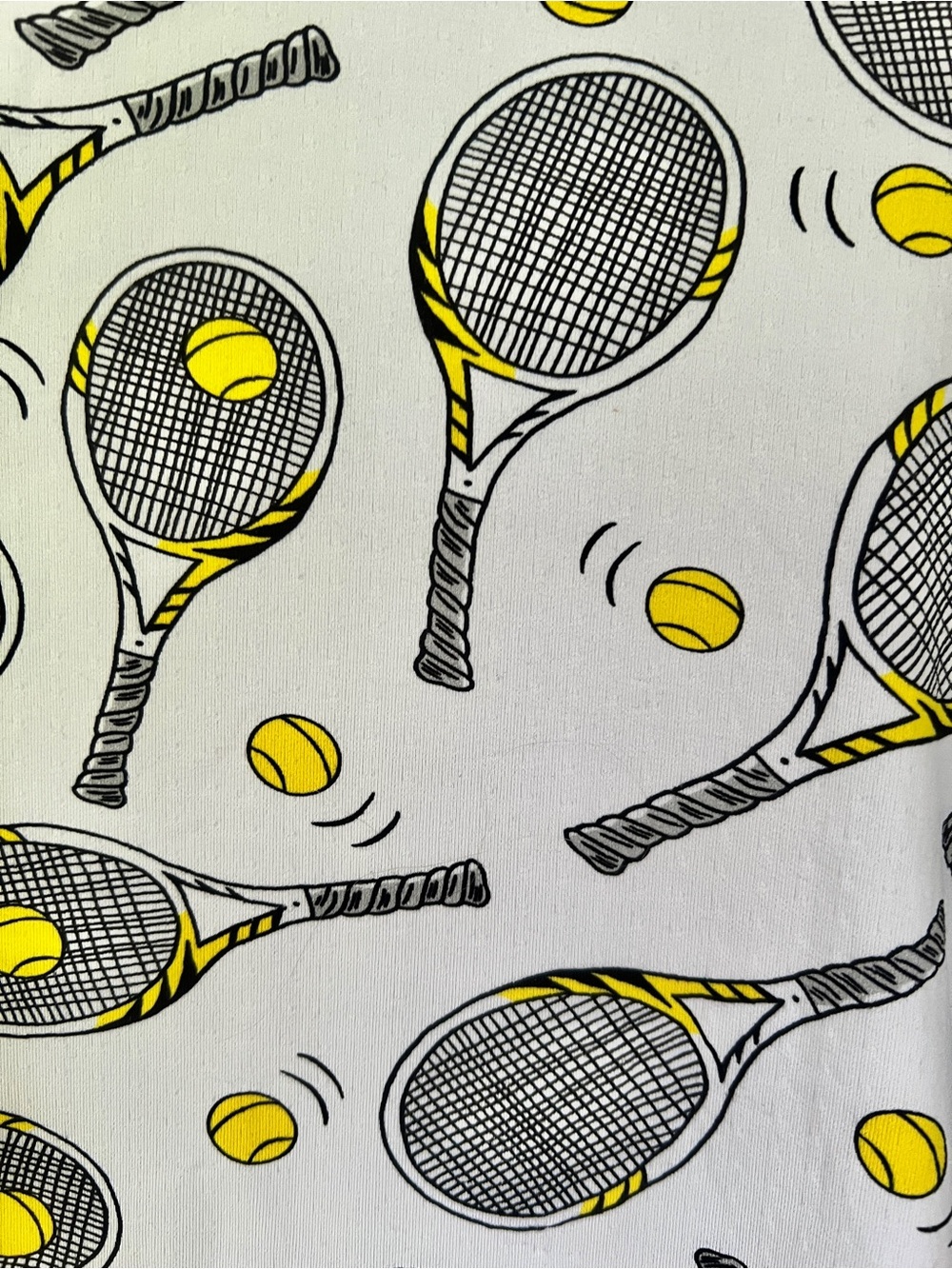 IBKÜL Tennis Print Long Sleeve Mock Neck Top, Venus White, Size XS - Picture 4 of 11